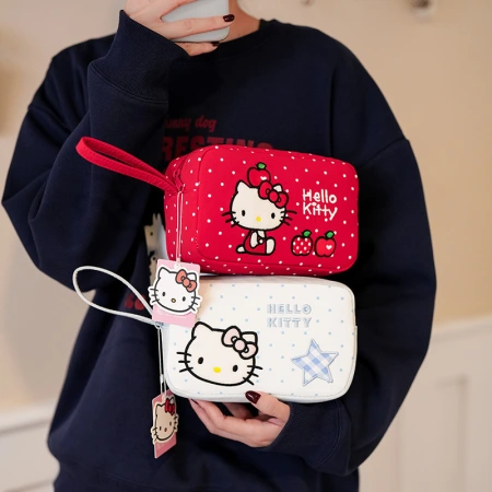 HelloKitty makeup bag, high appearance level, large capacity, fresh, sweet and cute cartoon hand-held storage bag HelloKitty makeup bag, high appearance level, large capacity, fresh, sweet and cute cartoon hand-held storage bag